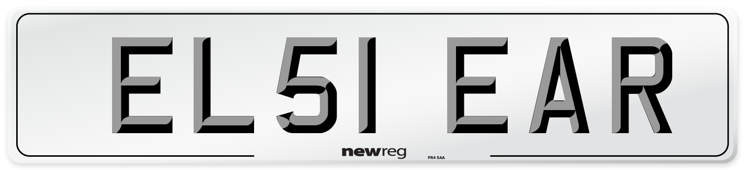 EL51 EAR Number Plate from New Reg